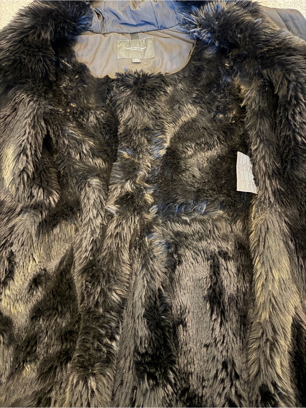 MARC NEW YORK ANDREW MARC black parka sz XS faux fur lining like new - Picture 3 of 5